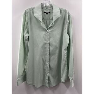 Kal Rieman Women’s Long Sleeve Cotton Blend Striped Shirt Green White Size 10